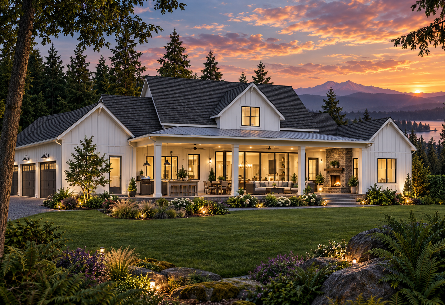 Rear exterior with the covered outdoor-living porch